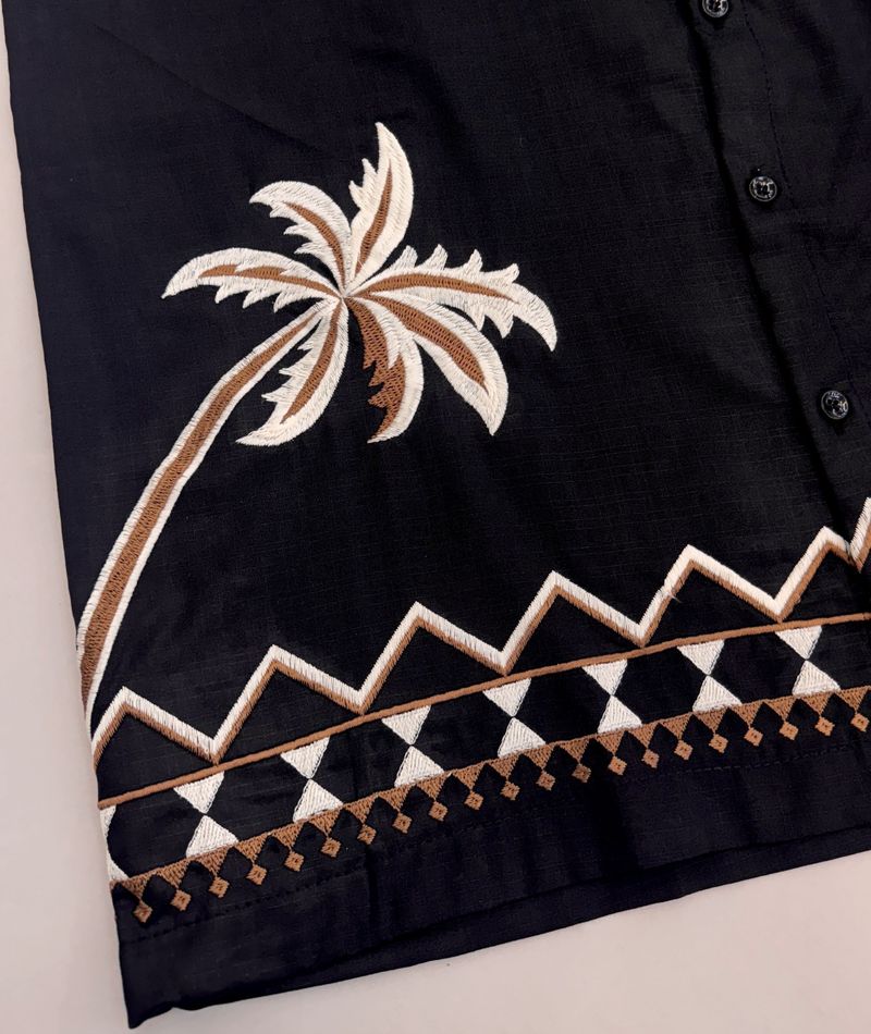 LEMZODIC Men Regular Fit Embroidered Lapel Shirt - Image 4