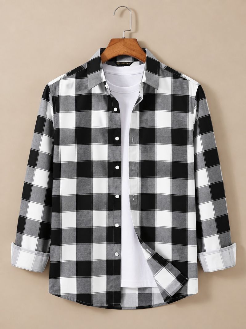 Solbiza Men Boxy Fit Checkered Spread Collar Shirt - Image 2