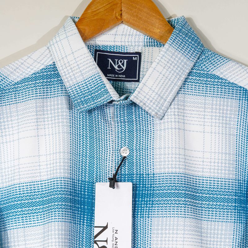 N AND J Men Regular Fit Checkered Shirt - Image 3
