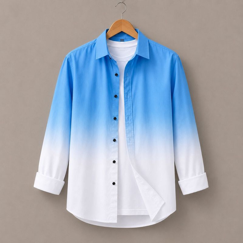 SH FSN Men Regular Fit Dyed/Ombre Spread Collar Party Shirt - Image 2