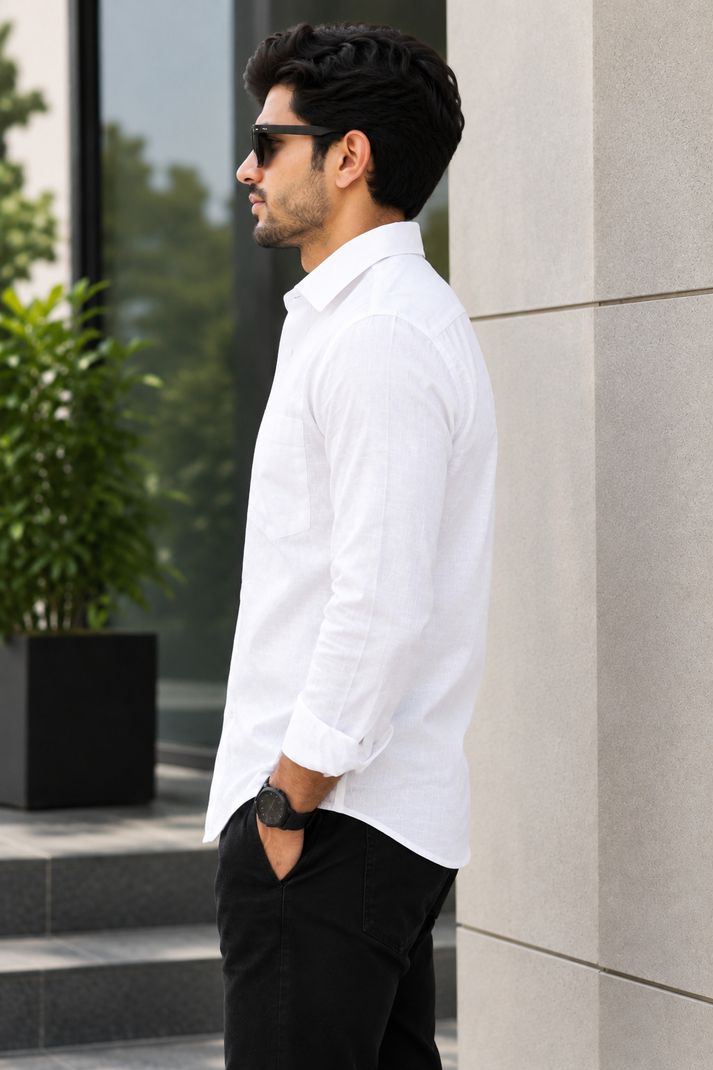 GlowNest Men Regular Fit Solid Spread Collar Shirt - Image 4