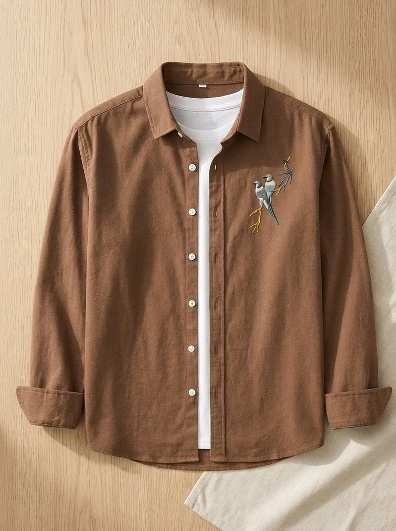 hasti enterprise Men Regular Fit Embroidered Spread Collar Casual - Image 2