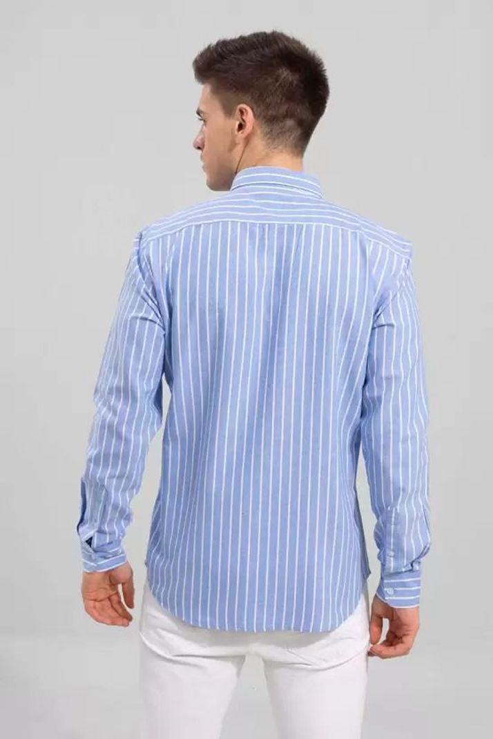 RODEIZ Men Slim Fit Striped Spread Collar Shirt - Image 3