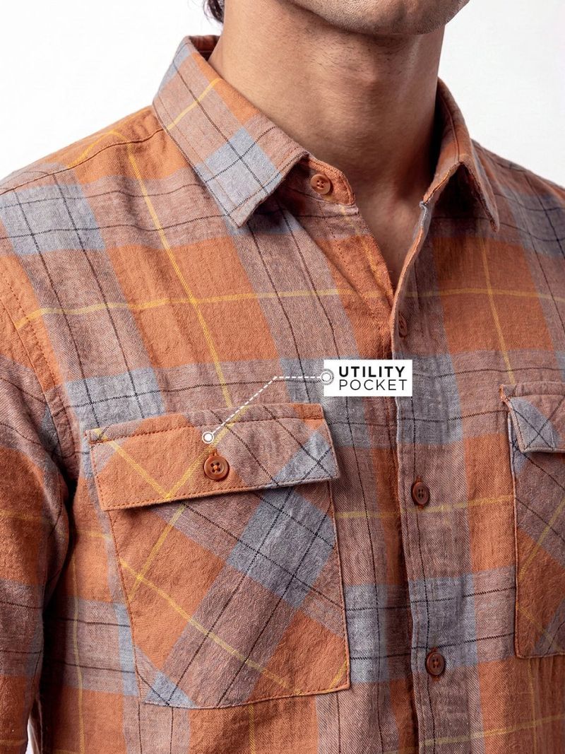 MyDesignation Men Regular Fit Checkered Spread Collar Shirt - Image 6