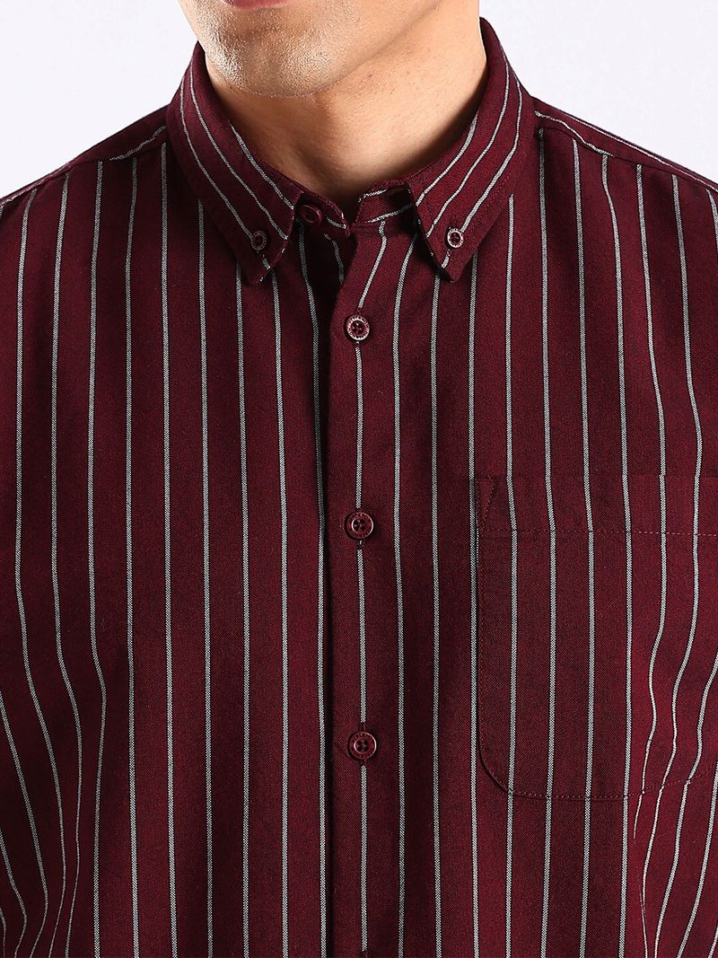 HERE&NOW Men Regular Fit Striped Casual Shirt - Image 6