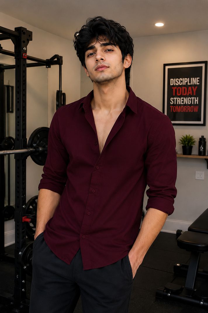 Men Regular Fit Solid Spread Collar Casual Shirt - Image 2