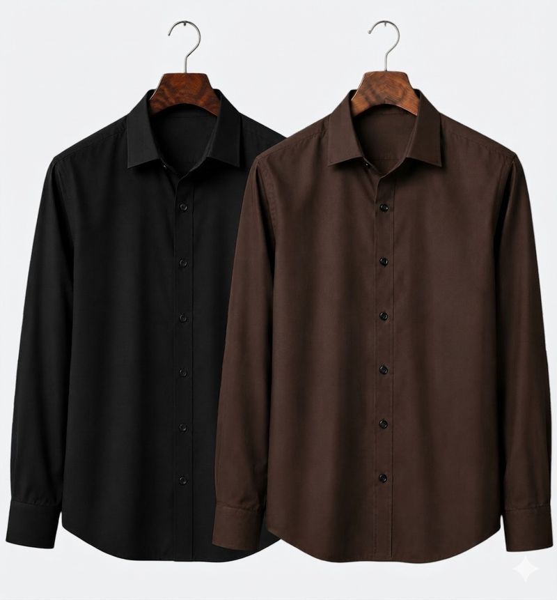 OXXOM Men Regular Fit Solid Spread Collar Casual Shirt (Pack of 2) - Image 2