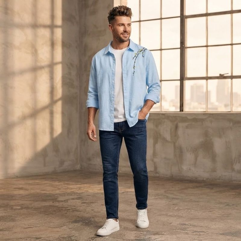 Ziya Clothiing Men Regular Fit Embroidered Casual Shirt - Image 4
