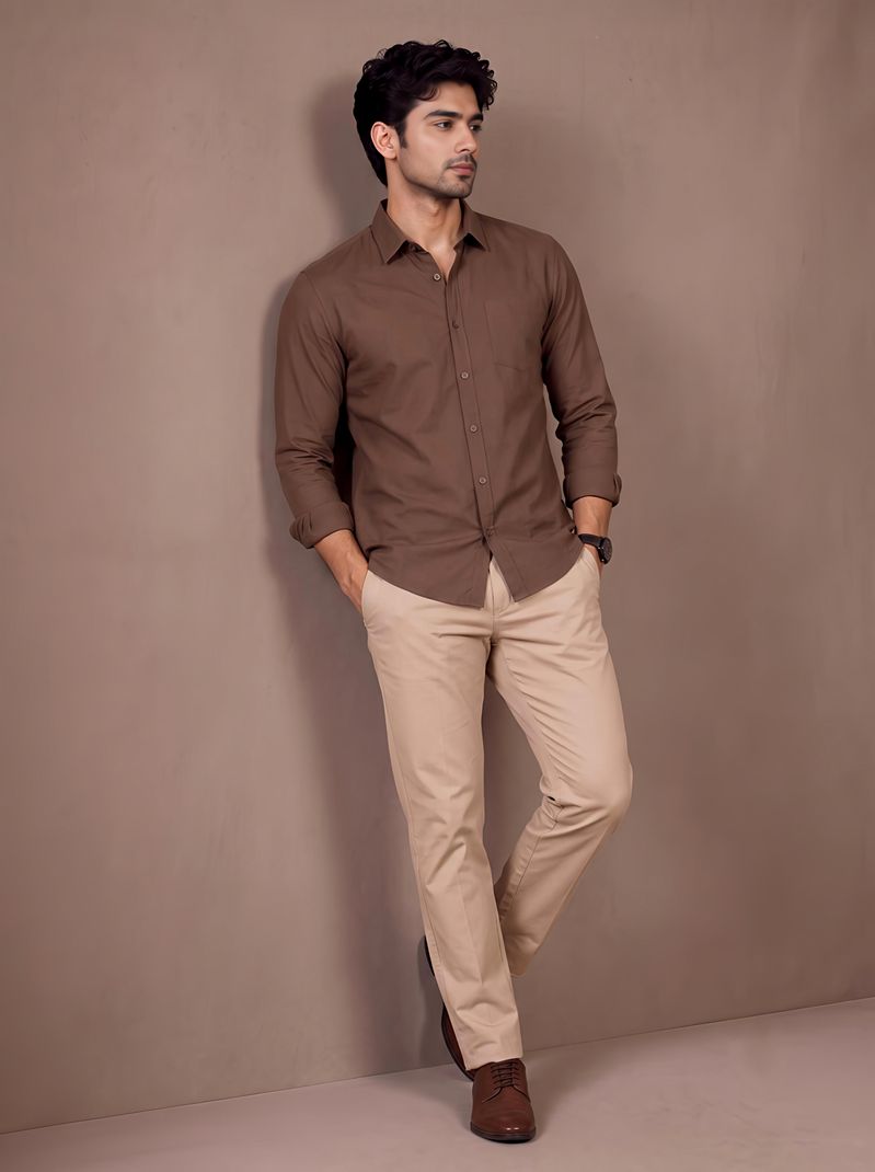 Tibra Collection Men Regular Fit Solid Spread Collar Casual Shirt