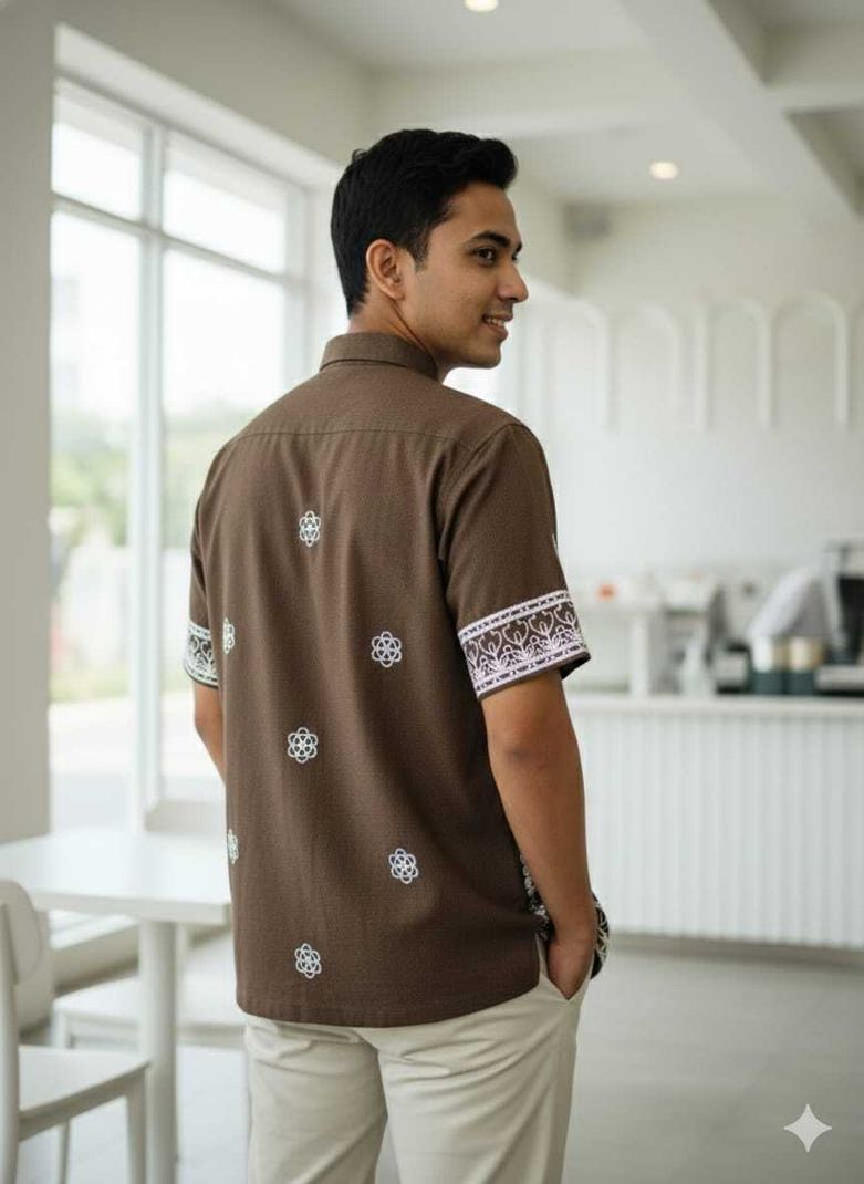 ELEANERMENS Men's Embroidered Casual Spread Shirt - Image 3