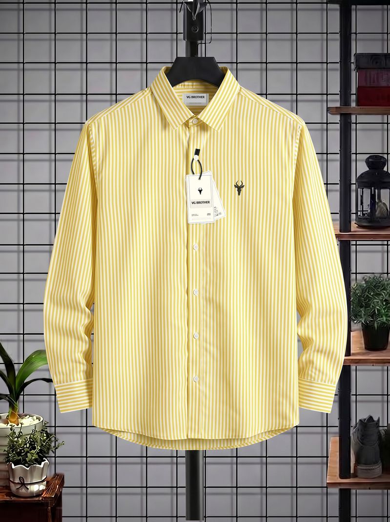 VG BROTHER Men Regular Fit Striped Shirt - Image 3