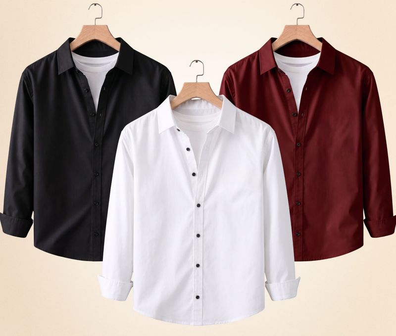 Colix Men Regular Fit Solid Spread Collar Shirt - Image 2