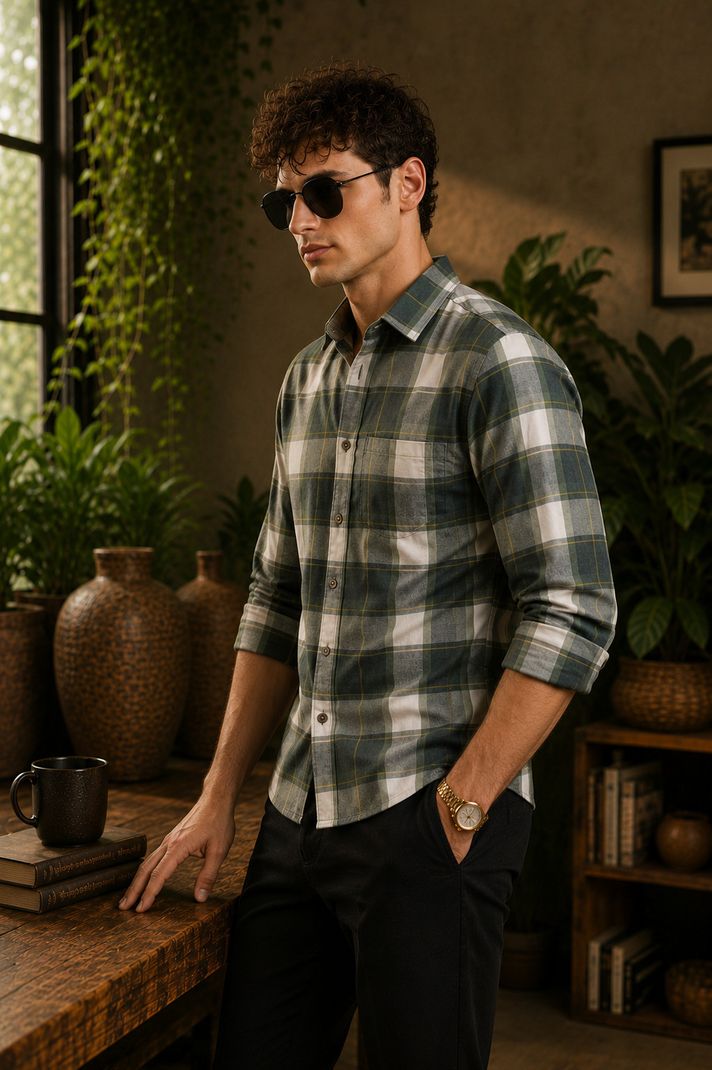 INFINITYGALLARY Men Boxy Fit Checkered Shirt - Image 5