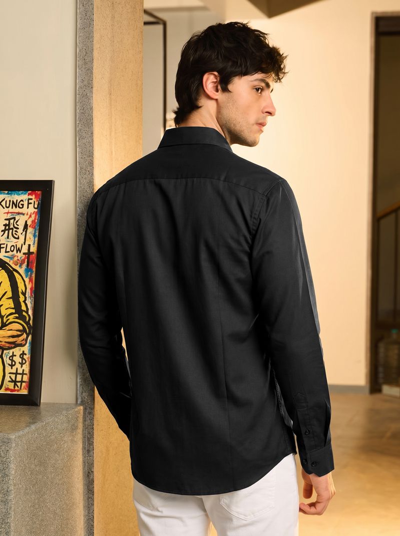 VELLOSTA Men Regular Fit Solid Spread Collar Shirt - Image 3