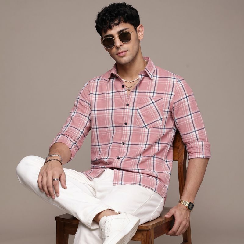 MBF66 Men Slim Fit Checkered Shirt - Image 5