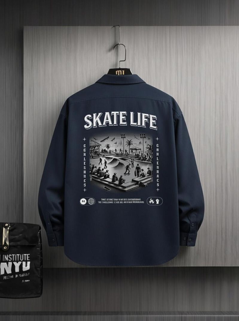 Asta Moda Men Oversized Graphic Print Shirt - Image 2