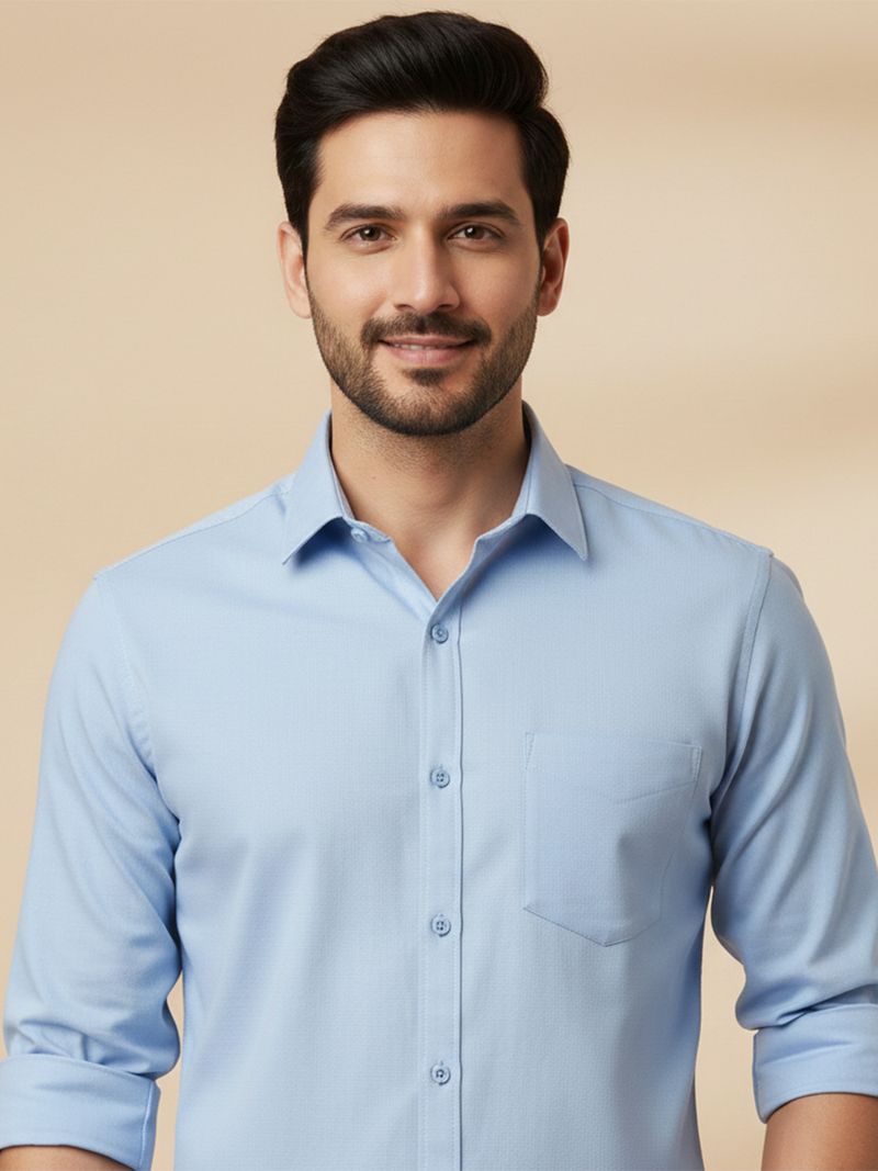 METRONAUT Men Regular Fit Solid Spread Collar Shirt - Image 6
