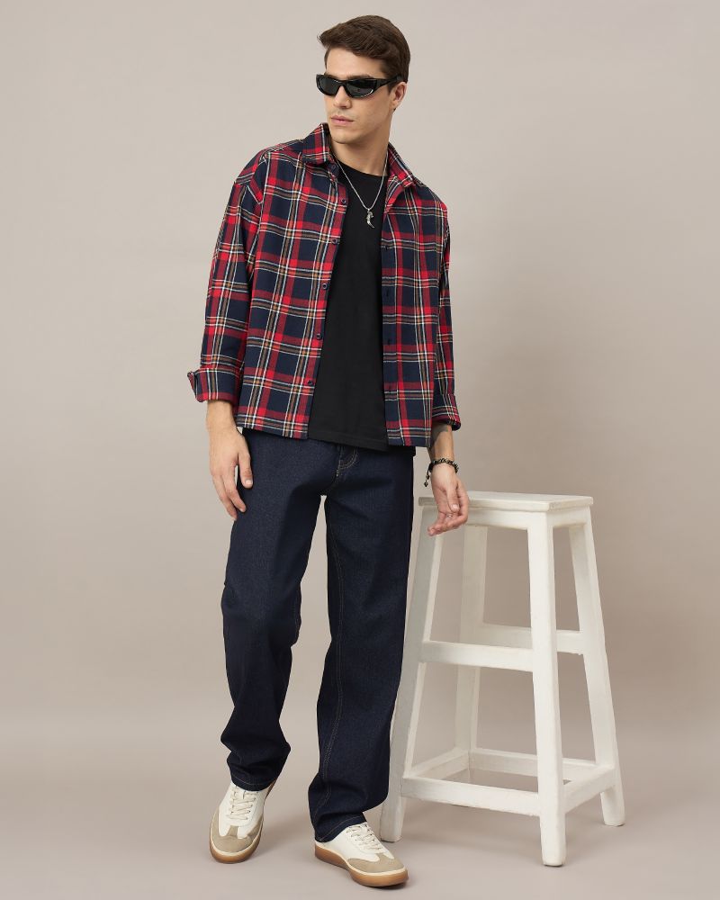 Chimpaaanzee Men Boxy Fit Checkered Shirt - Image 3