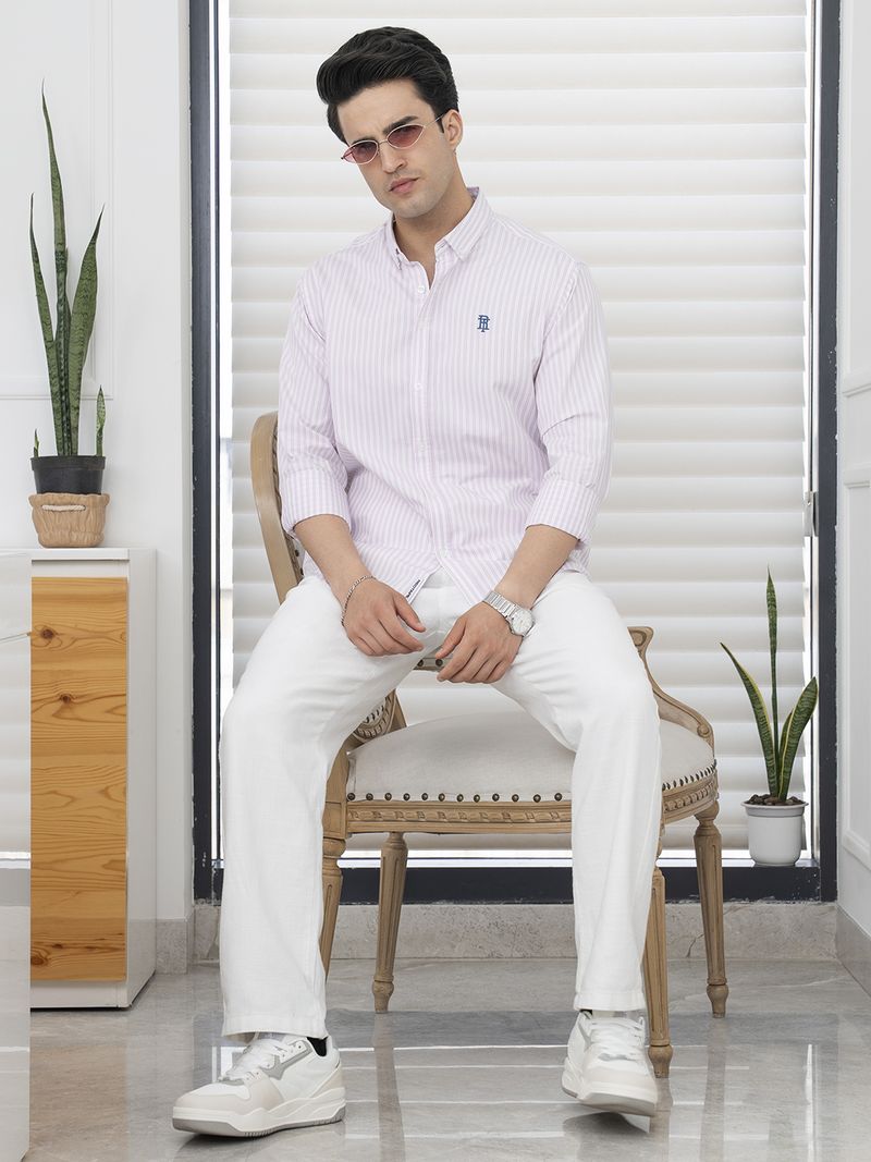 RED TAPE Men Relaxed Fit Striped Casual Shirt (Red) - Image 5