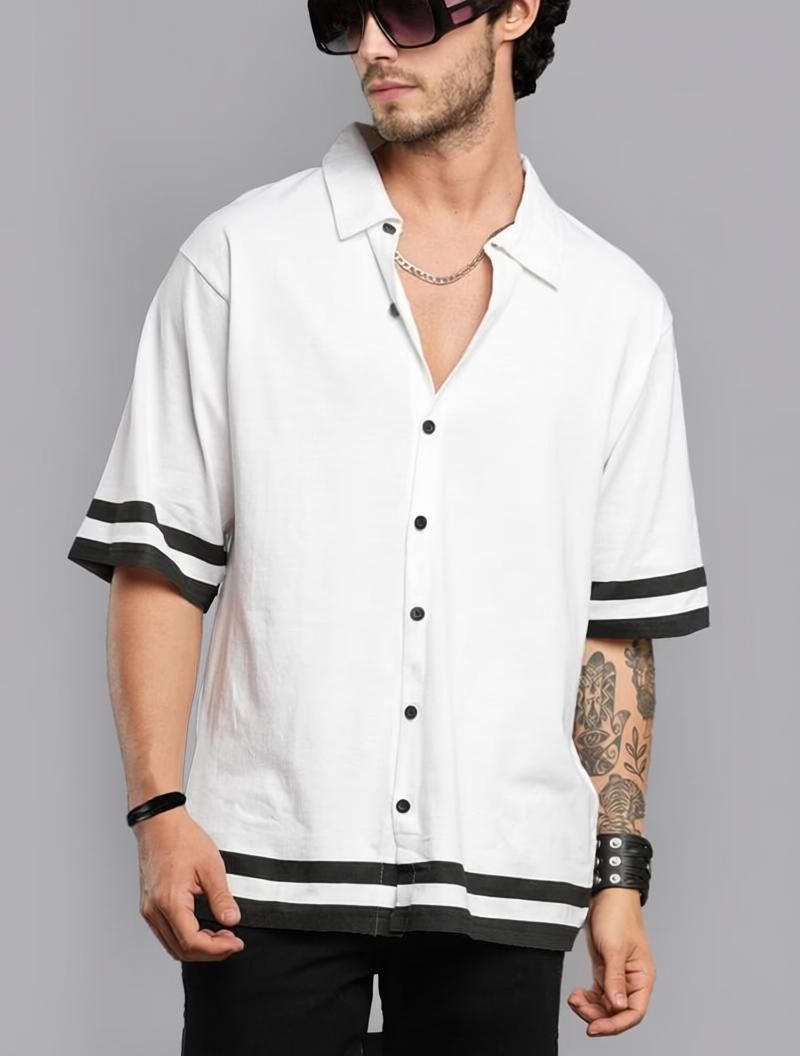 EyeBogler Men Regular Fit Solid Lapel Casual Shirt - Image 2