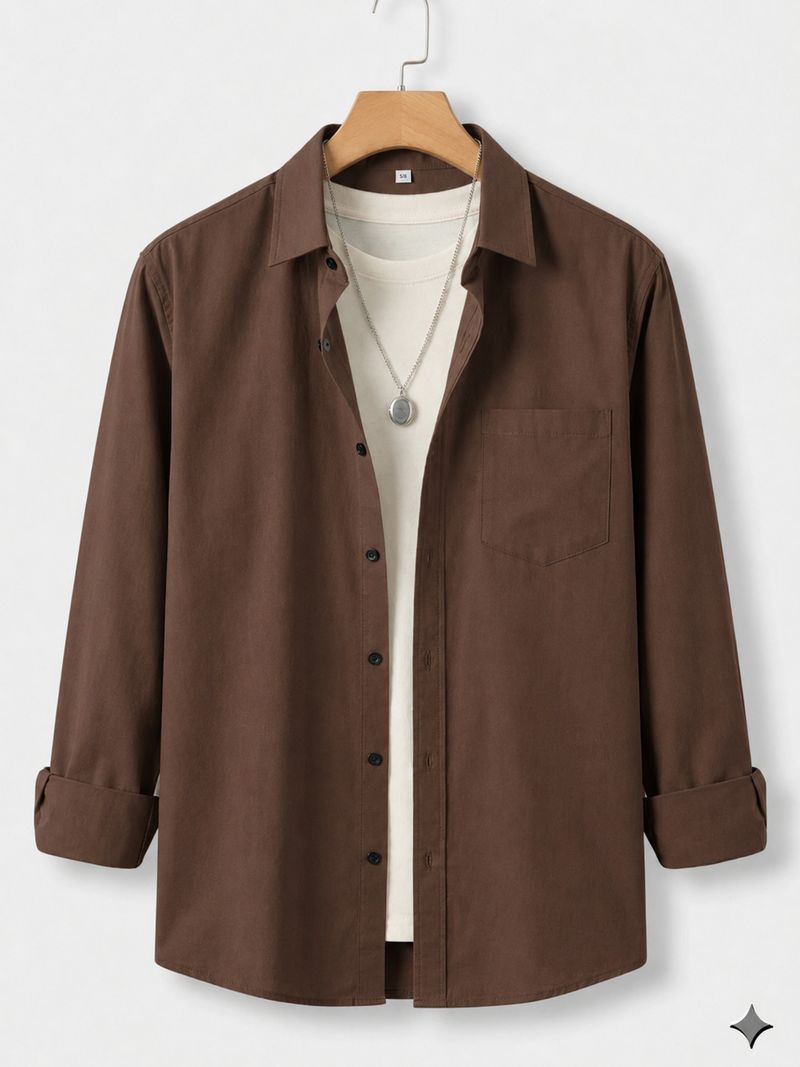GLOREN Men Regular Fit Solid Spread Collar Shirt - Image 2