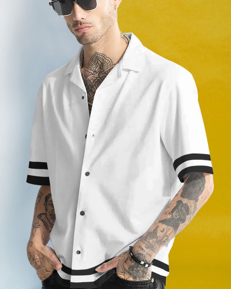 EyeBogler Men Regular Fit Solid Lapel Casual Shirt - Image 4