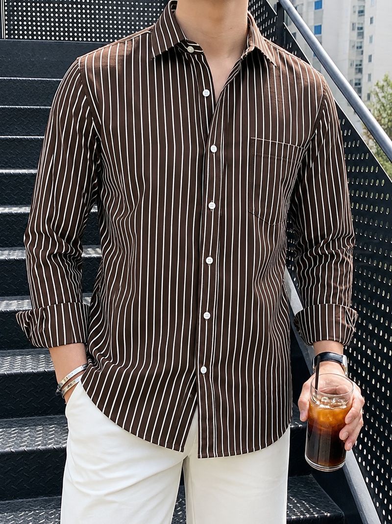 HKV FASHION Men Regular Fit Striped Shirt - Image 4