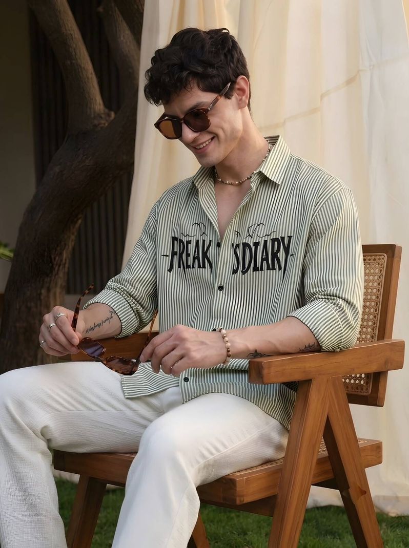 FZ Garments Men Boxy Fit Striped Spread Collar Casual Shirt - Image 1