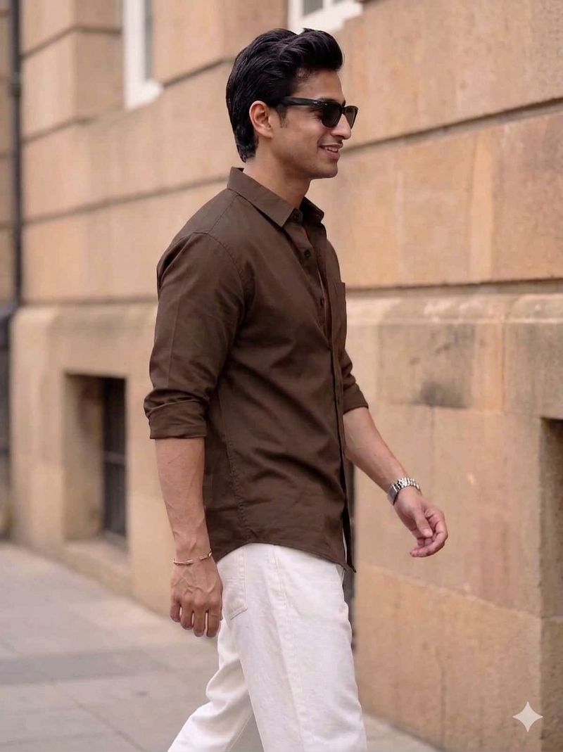 D&B TRENDS Men Regular Fit Solid Spread Collar Casual Shirt - Image 3
