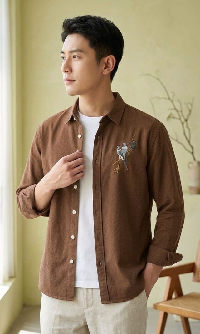 hasti enterprise Men Regular Fit Embroidered Spread Collar Casual - Image 4