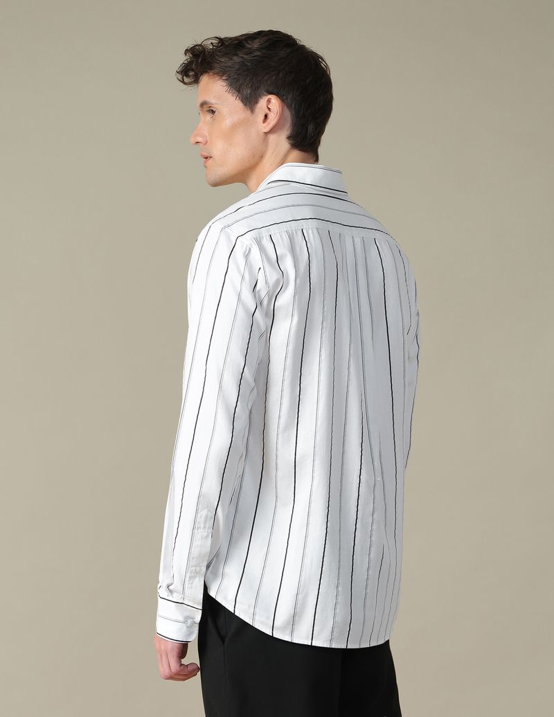 U.S. POLO ASSN. Men Tailored Fit Striped Spread Collar Casual Shirt - Image 4