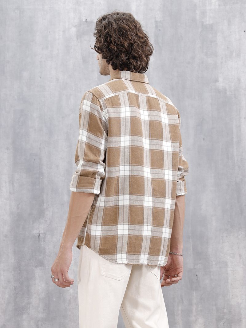 WROGN Men Slim Fit Checkered Casual Shirt - Image 5