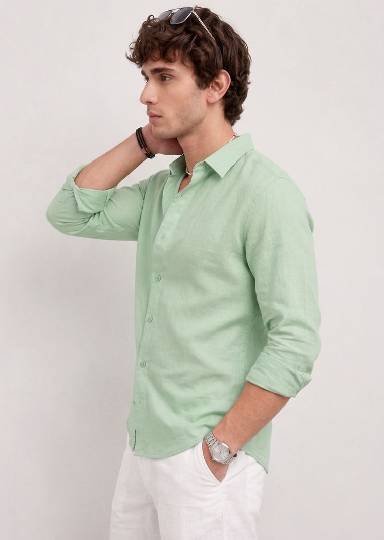 WE KAIKA Men Regular Fit Solid Spread Collar Shirt - Image 3