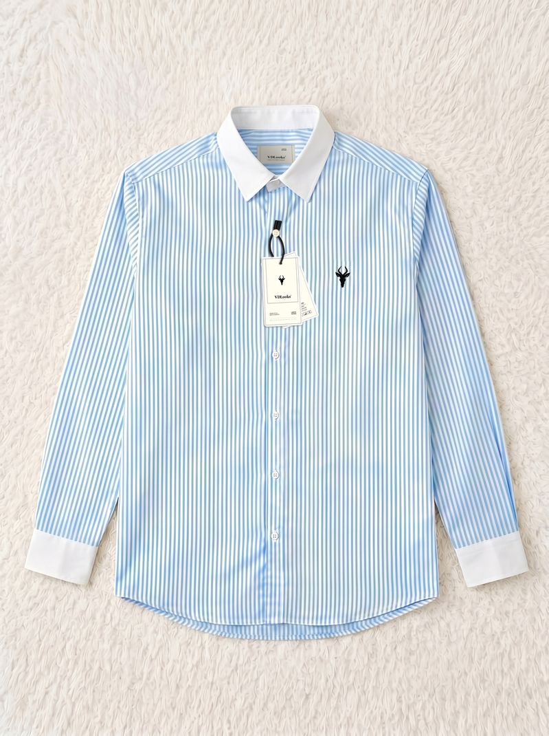 vdlooks Men Regular Fit Striped Casual Shirt - Image 4