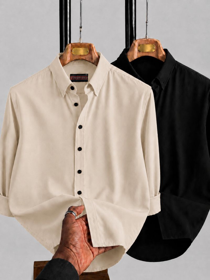 COMBRAIDED Men Regular Fit Solid Spread Collar Shirt - Image 2
