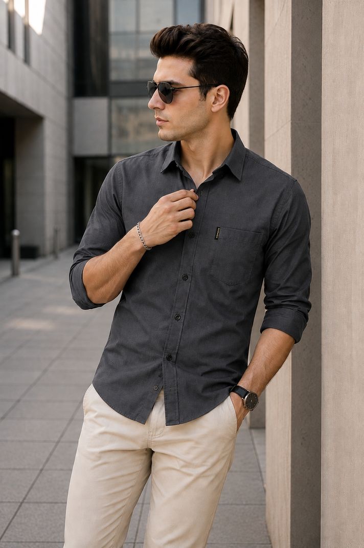 BLACK ROCKS Men Regular Fit Solid Spread Collar Casual Shirt - Image 2