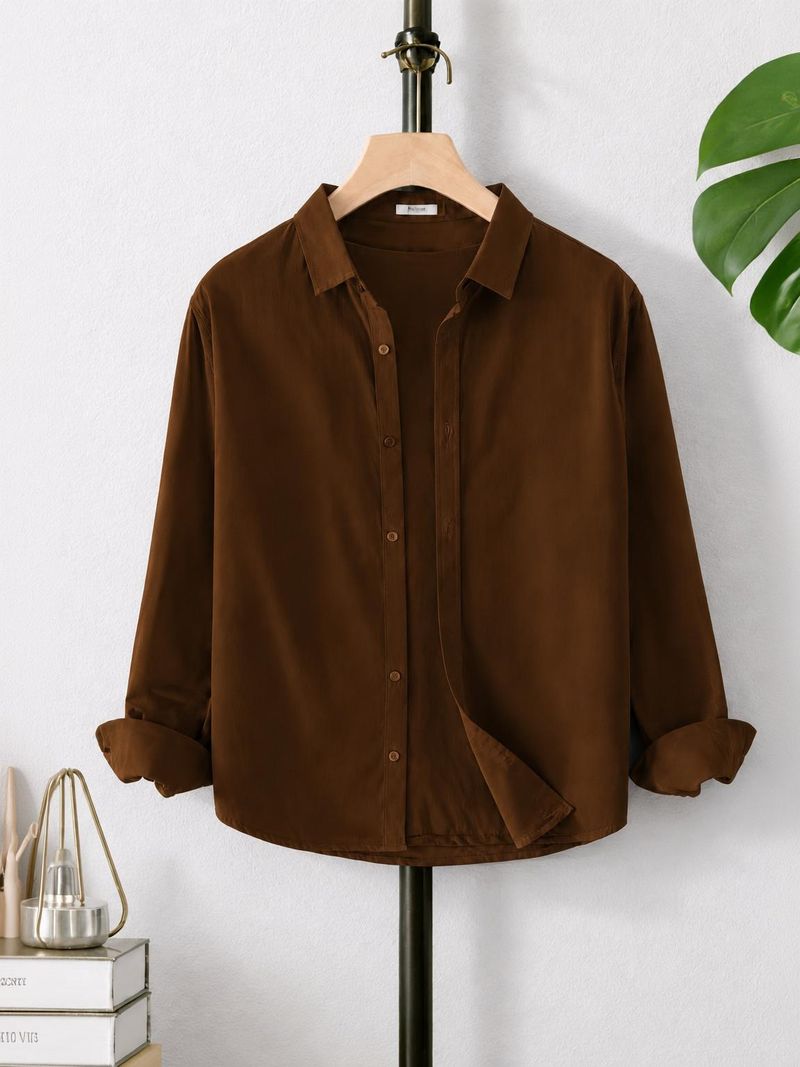 TorontoCN Men Regular Fit Solid Spread Collar Shirt - Image 2