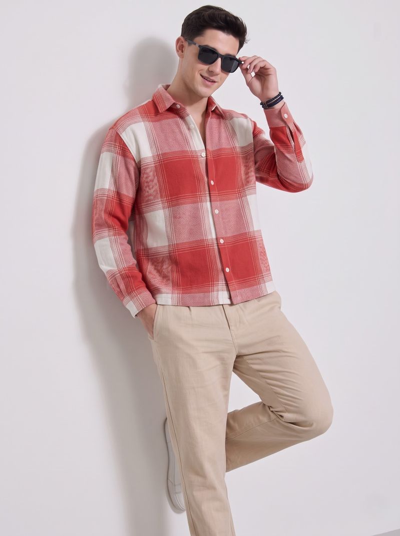 MOONXS Men Boxy Fit Checkered Casual Shirt - Image 3