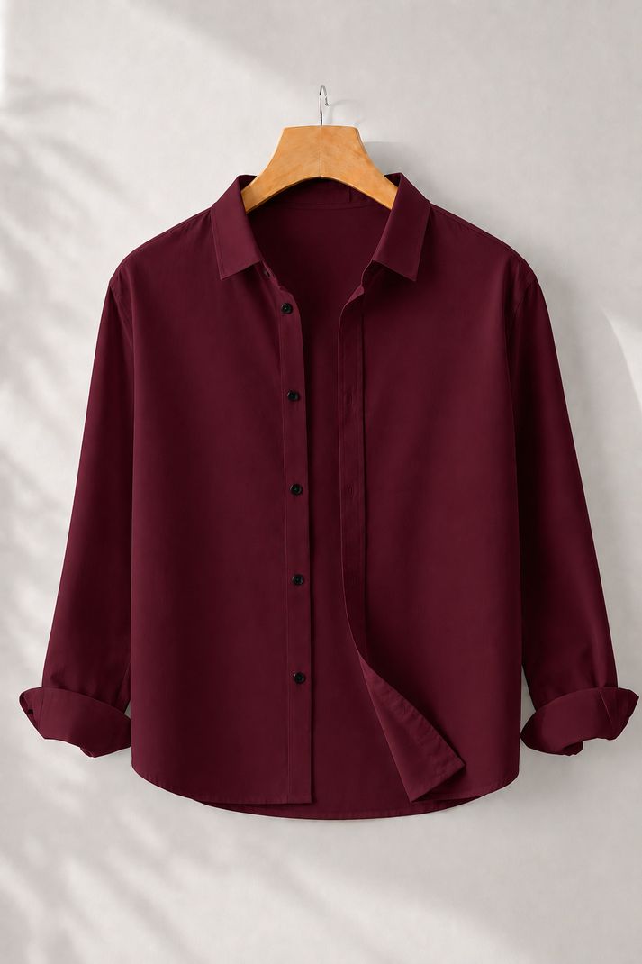 mozero Men Regular Fit Solid Spread Collar Casual Shirt - Image 2