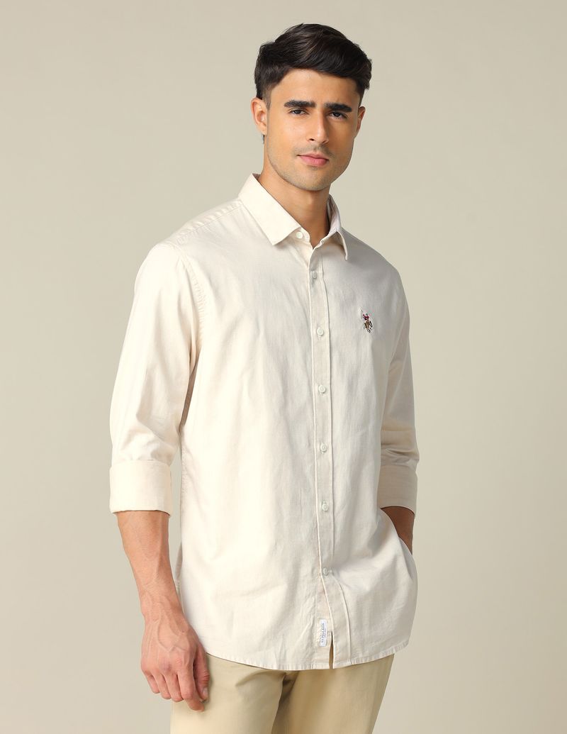 U.S. POLO ASSN. Men Tailored Fit Solid Spread Collar Casual Shirt - Image 6