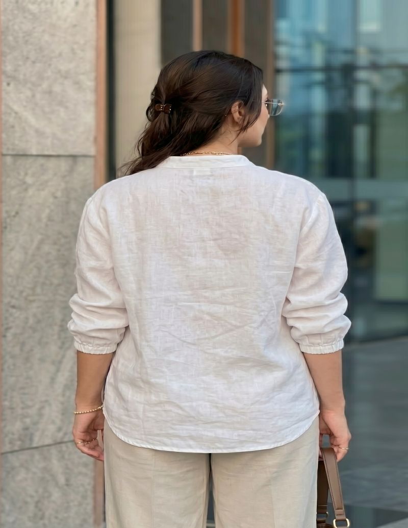 MAYKR Women Regular Fit Mandarin Collar Shirt - Image 3