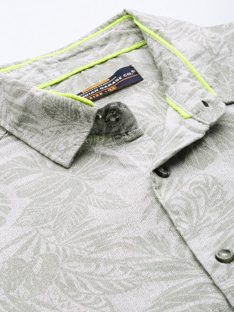 The Indian Garage Co. Men Slim Fit Printed Cut Away Collar Casual Shirt - Image 6