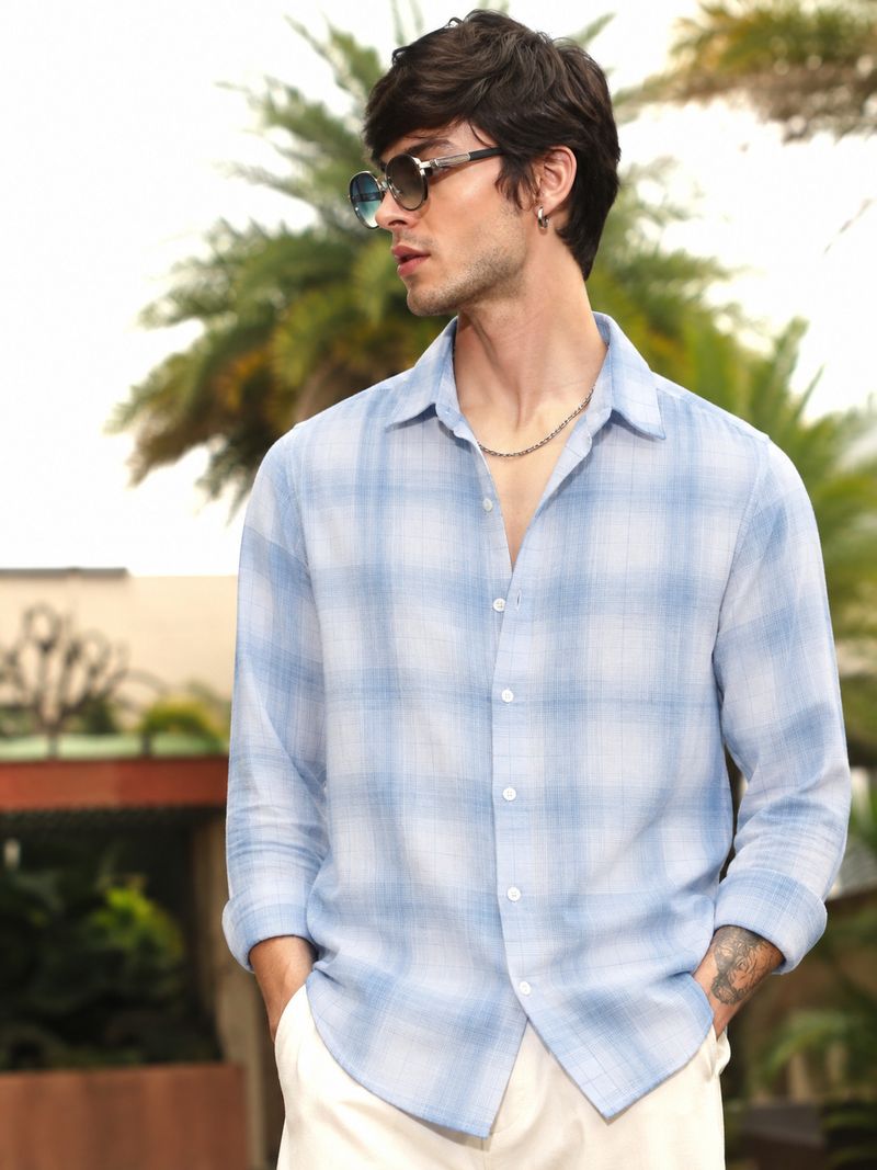 S-LINE Men Regular Fit Checkered Spread Collar Casual Shirt - Image 2