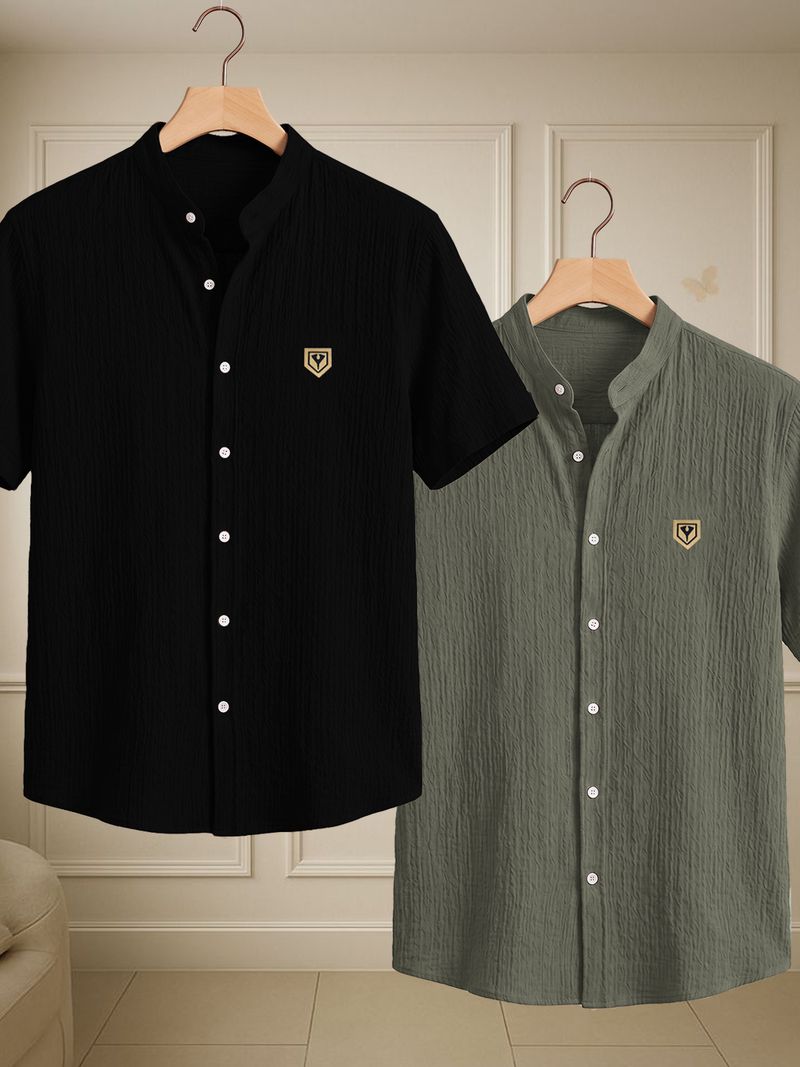 Yazole Men Mandarin Collar Casual Shirt - Image 2
