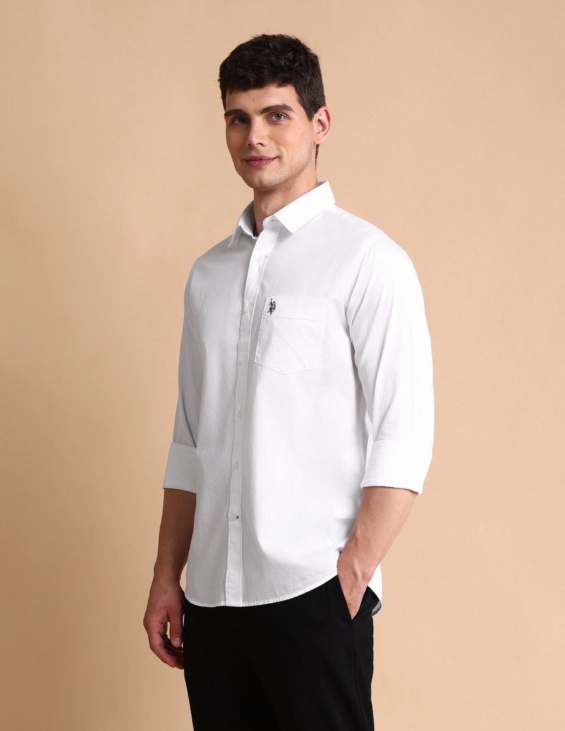 U.S. POLO ASSN. Men Tailored Fit Solid Spread Collar Casual Shirt - Image 6