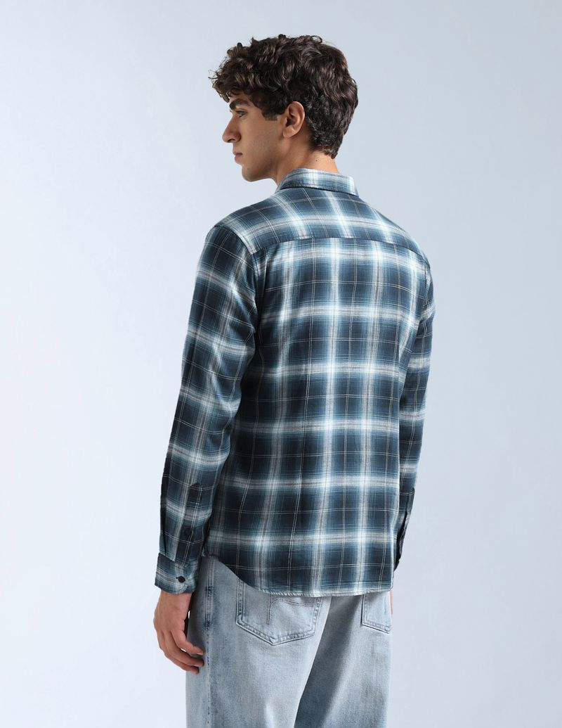 FLYING MACHINE Men Slim Fit Checkered Spread Collar Casual Shirt - Image 5