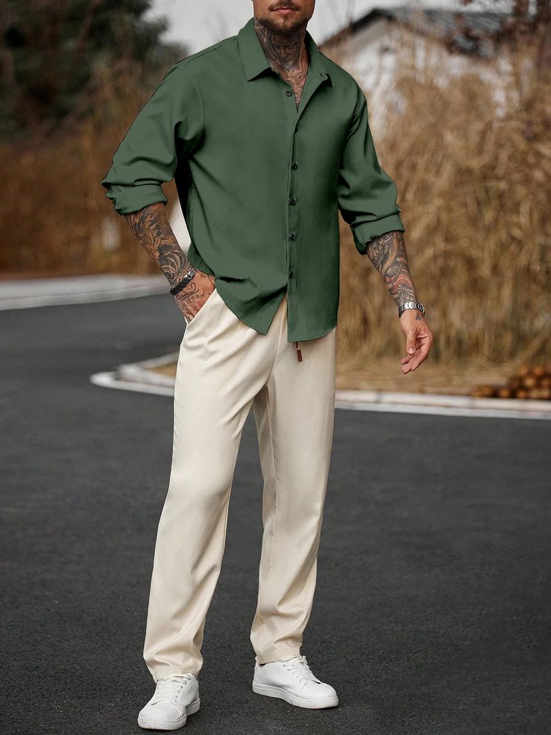 DarkSquare Men Regular Fit Solid Spread Collar Casual Shirt - Image 6