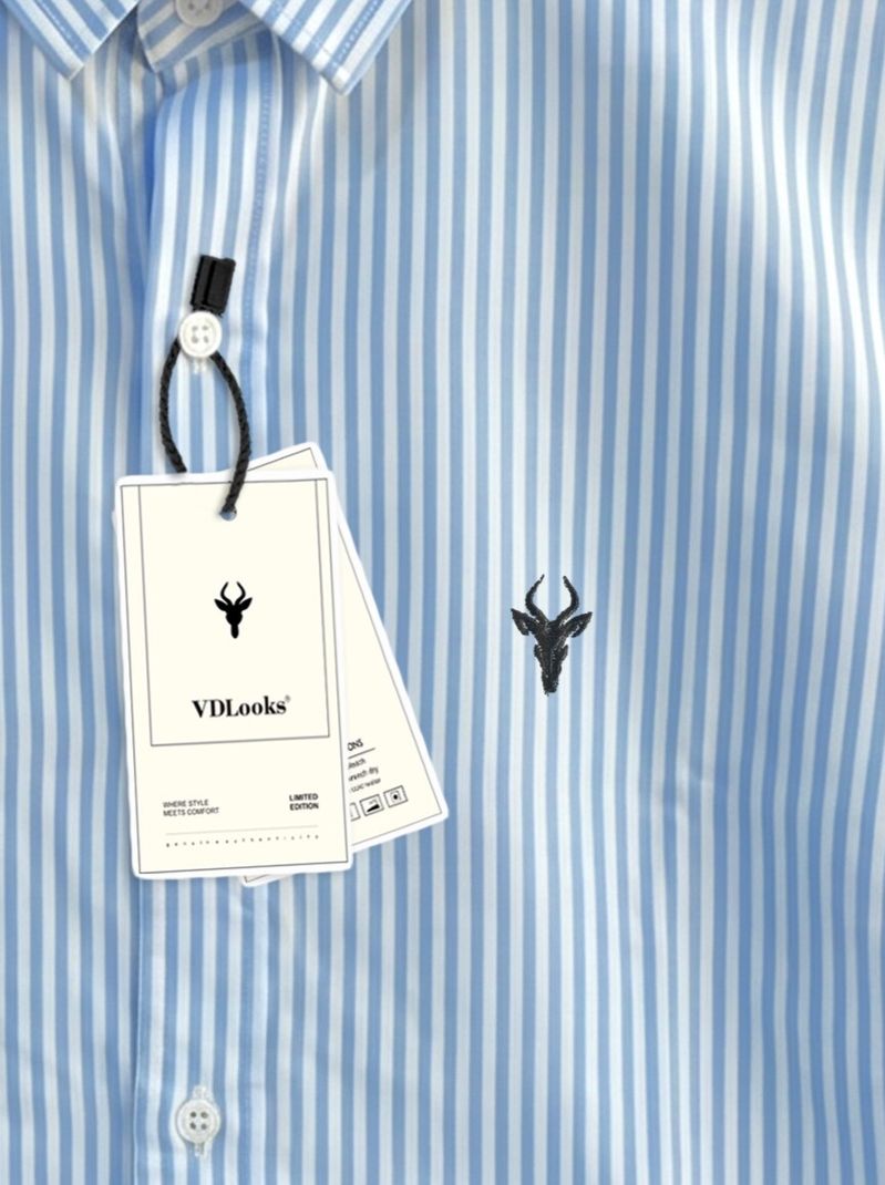 vdlooks Men Regular Fit Striped Shirt - Image 4