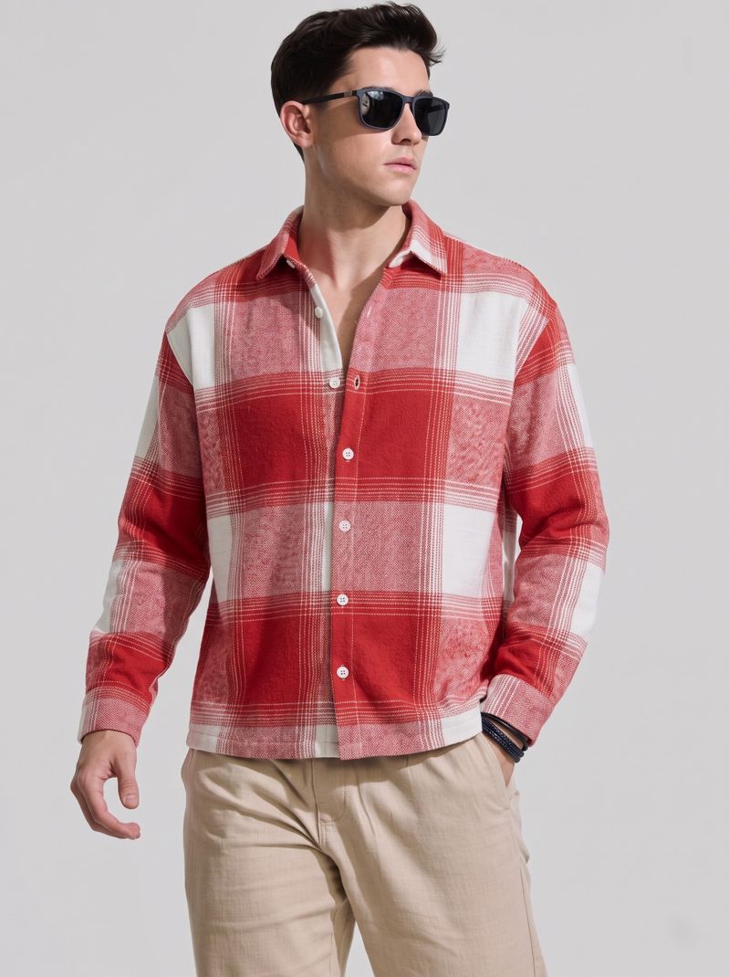 MOONXS Men Boxy Fit Checkered Casual Shirt - Image 2