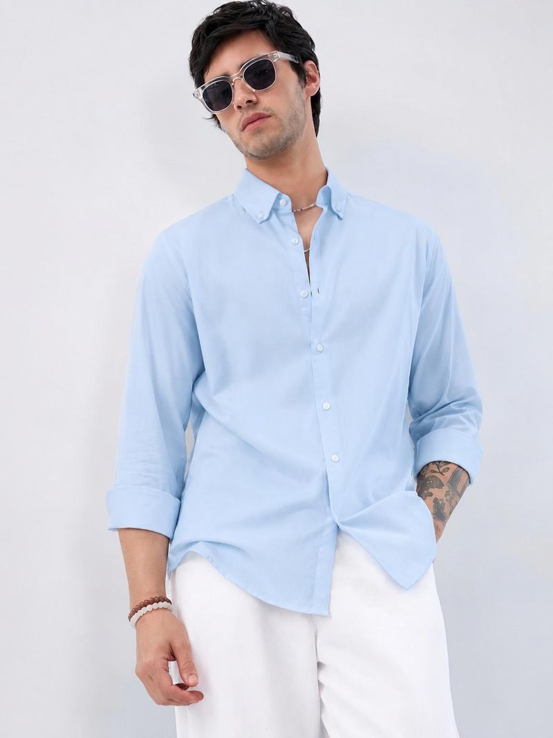 VAIDDO Men Relaxed Fit Solid Button Down Shirt - Image 2